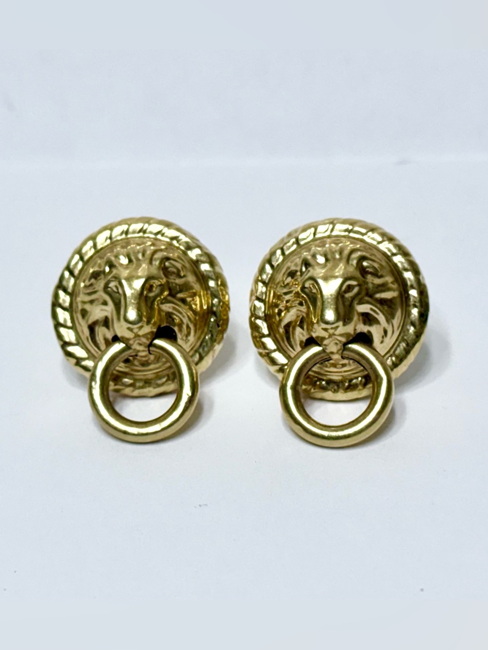 14k Gold Lion Head Statement Earrings
